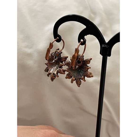 Vintage Colorful Resin Rhinestone Floral Design Pierced Earrings - Picture 5 of 12